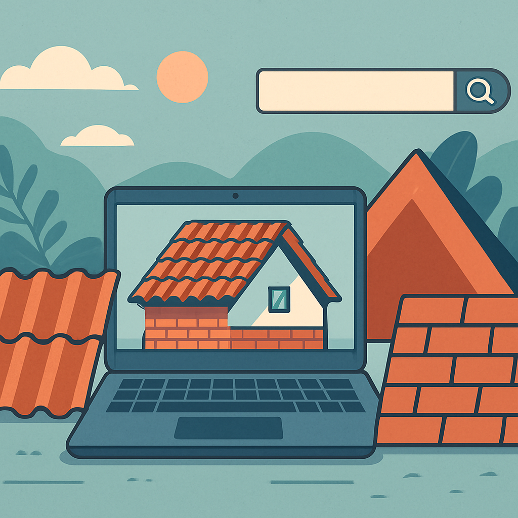 Illustration of a digital landscape with roofing elements