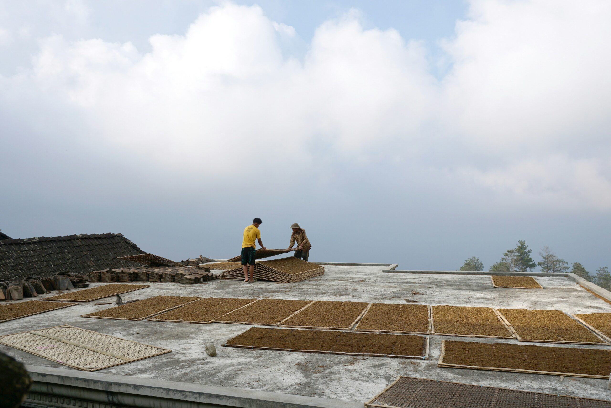 Roofing contractor discussing a project with a client