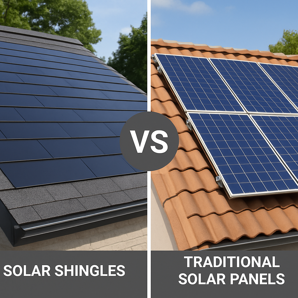 Comparison between solar shingles and traditional solar panels